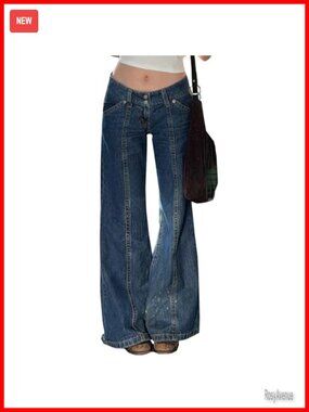 Low Rise Flare Jeans Cotton Polyester Blend Women Denim